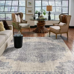 Patterned area rug in living room | Petersen's Carpet & Flooring