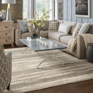 Patterned area rug in a living room | Petersen's Carpet & Flooring