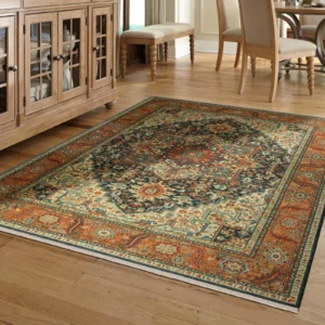 Traditional area rug in dining area | Petersen's Carpet & Flooring